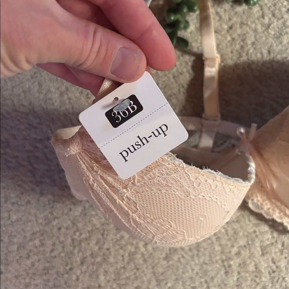 NWT Rene Rofe Lace Padded Bra in Cream - Picture 4 of 9